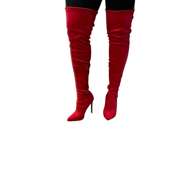 Fashion Nova Gisele8 OTK Boots | Red | 8.5 - Picture 4 of 6